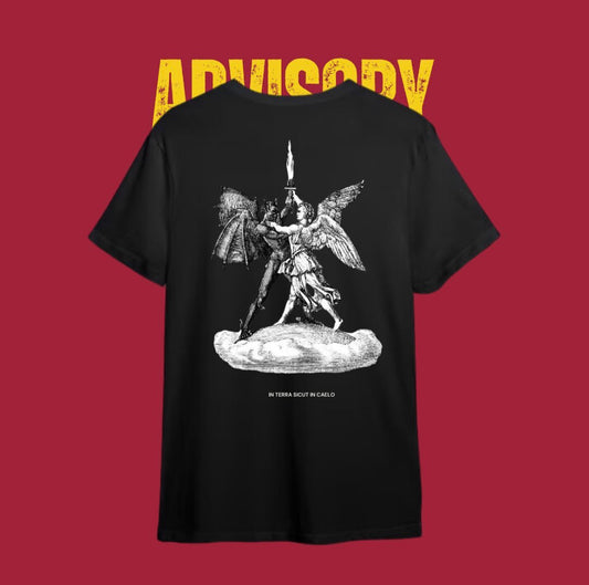 BlackVisory COTTON-JERSEY REGULAR-FIT T-SHIRT ON EARTH AS IN HEAVEN WITH LOGO PRINT